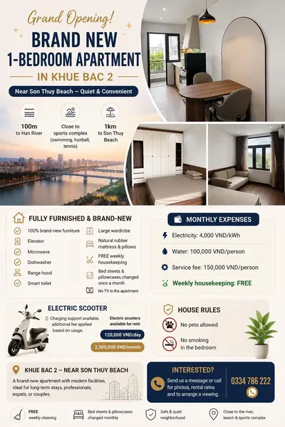 Сдаётся квартира, 1 спальня, 35 м², Ngũ Hành Sơn